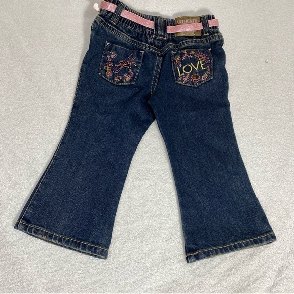 Levi Premium Denim Flare Jeans Embroidered with Belt Size 18 Month New - Picture 4 of 5